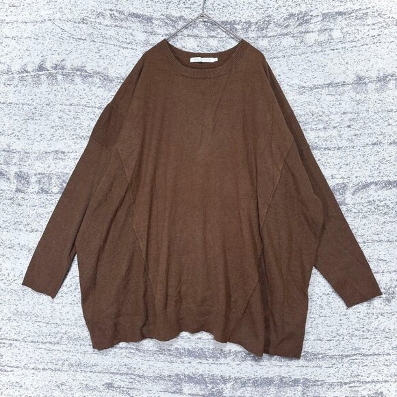 Merilic Oversized Drop Shoulder Knit Sweater Camel Relaxed Fit - Picture 1 of 5